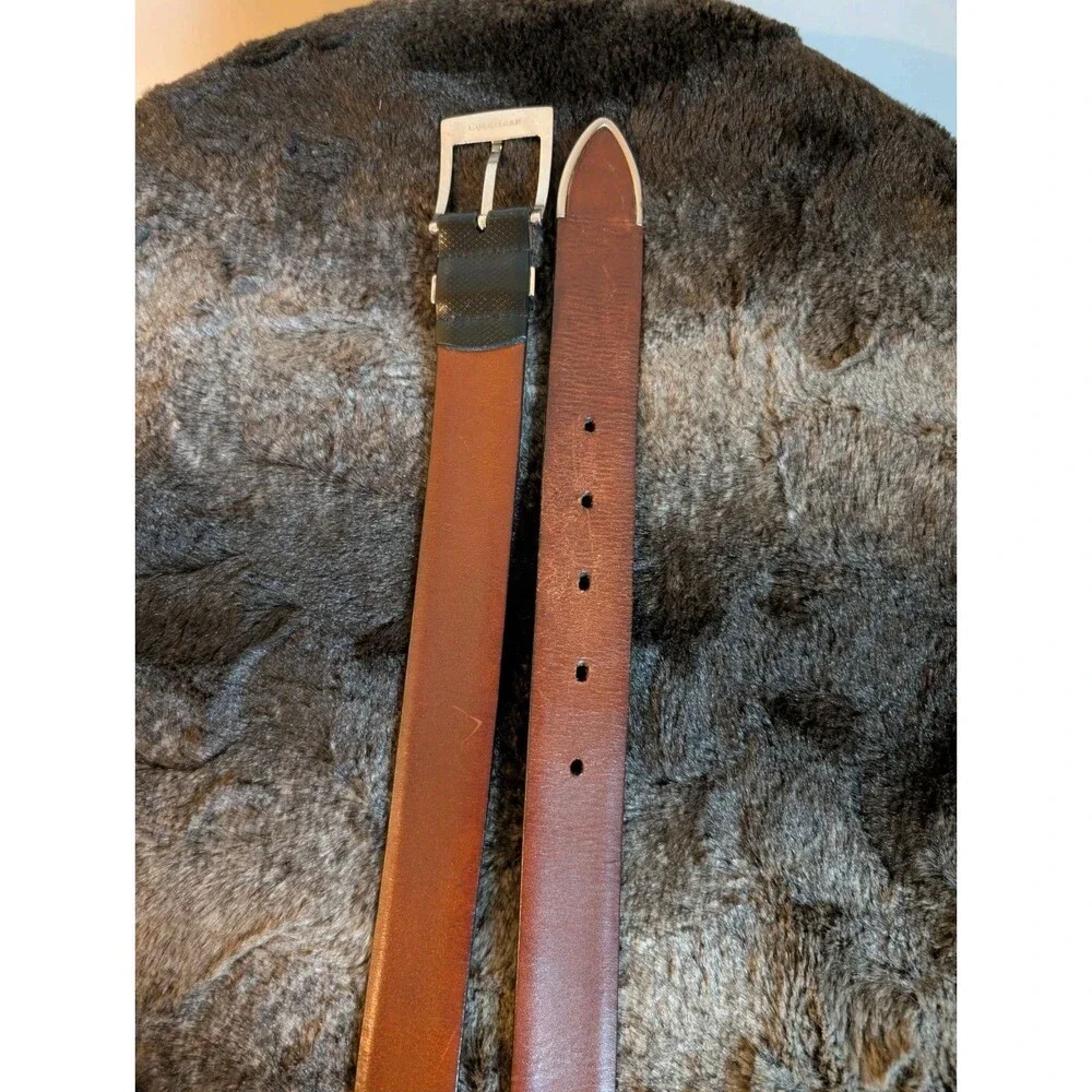 Cole Haan Leather Belt Men's 34 Black Metal Tip Western Rodeo Work Dress Office